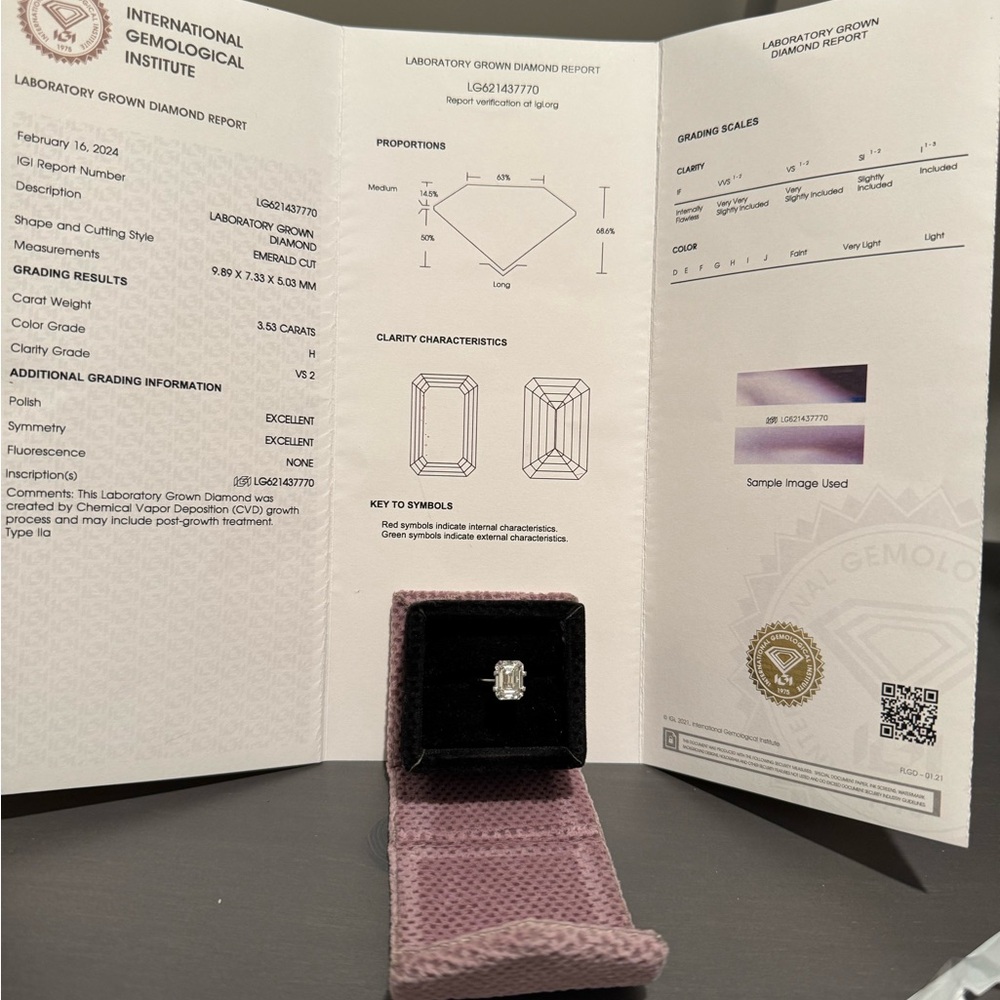 3.53ct IGI Emerald Cut Loose Lab Grown Diamond